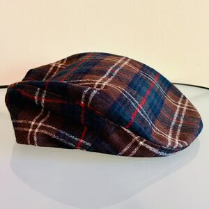 Vintage Pendleton Cabbie Hat Brown Green Tartan Plaid Wool Newsboy Cap Golf XL